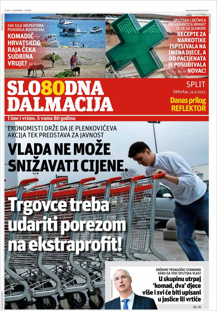 Portada de Slobodna Dalmacija (Croacia)