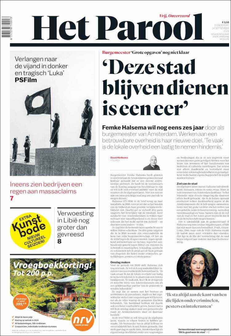 Portada de Het Parool (Pa&iacute;ses Bajos)