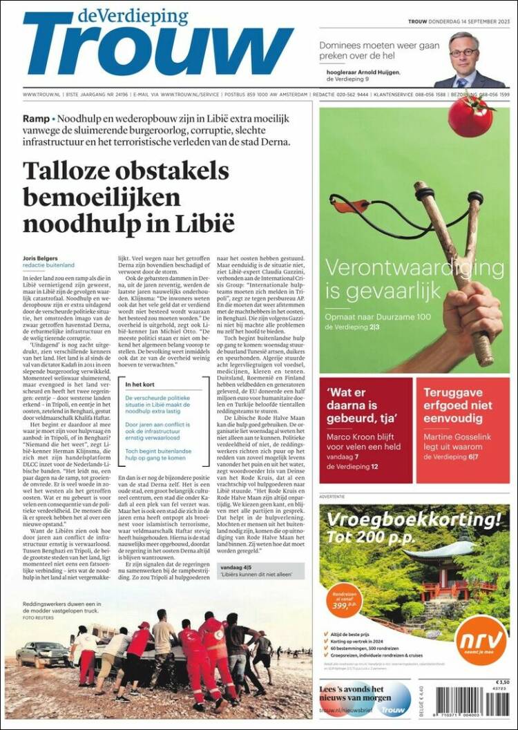 Portada de Trouw (Pa&iacute;ses Bajos)