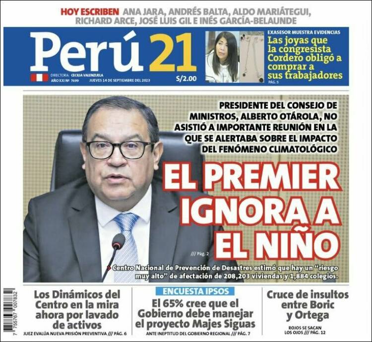 Portada de Perú 21 (Per&uacute;)