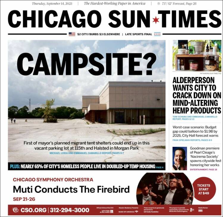 Portada de Chicago Sun-Times (USA)