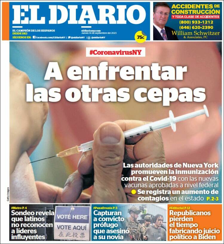 Portada de El Diario NY (USA)