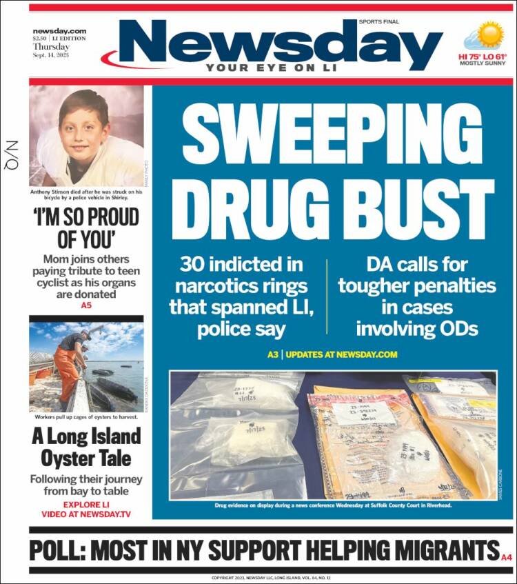 Portada de Newsday (USA)