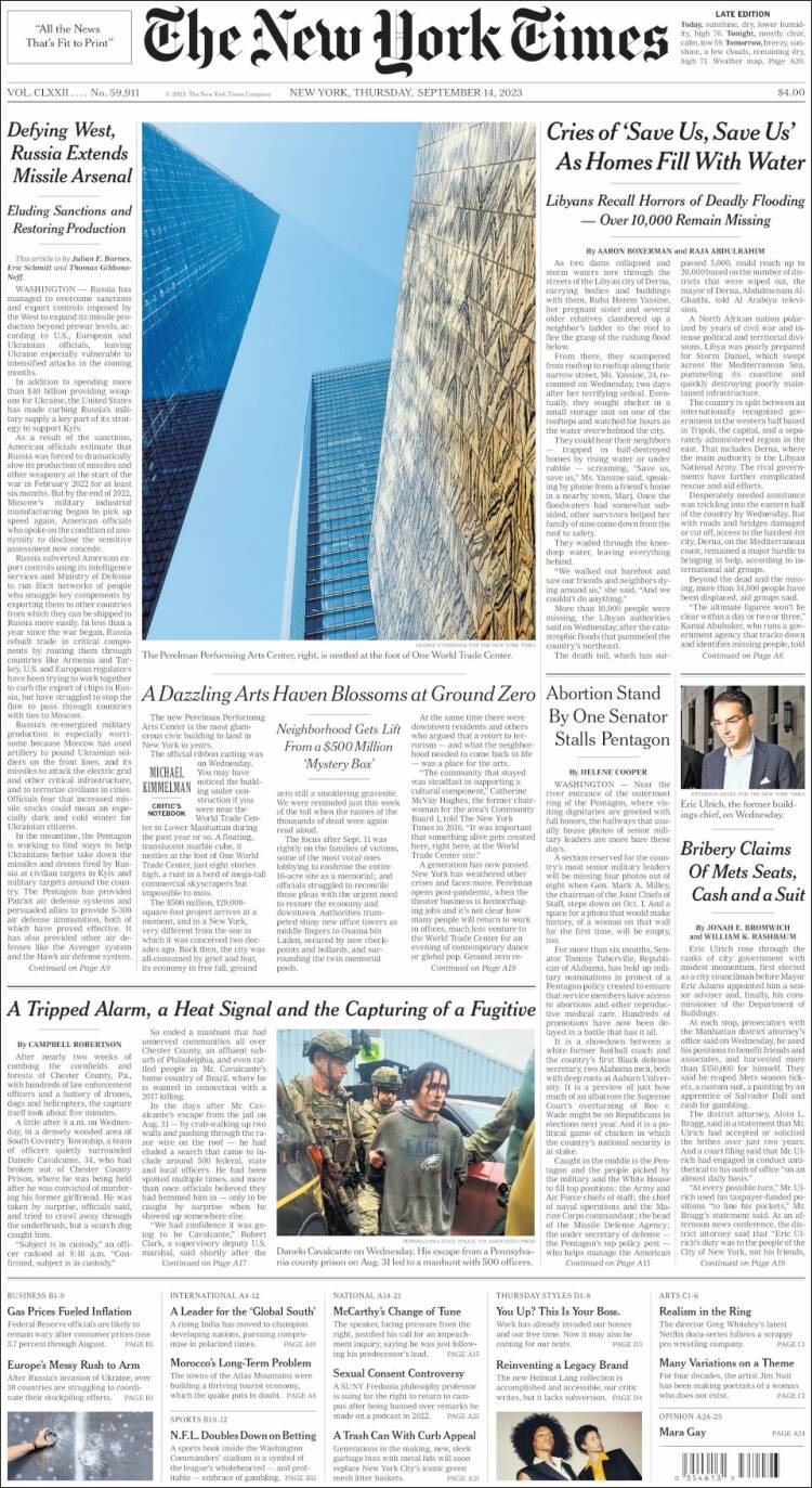 Portada de New York Times (USA)