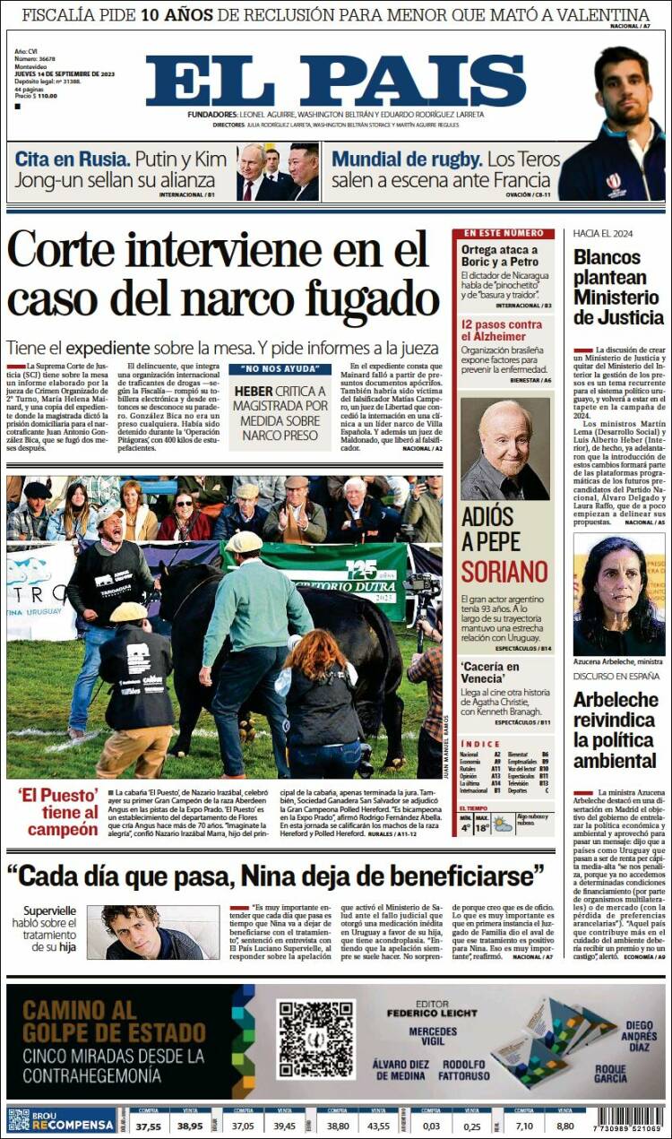 Portada de El País (Uruguay)