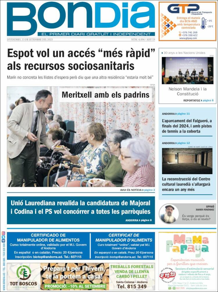 Portada de Diari Bondia (Andorra)