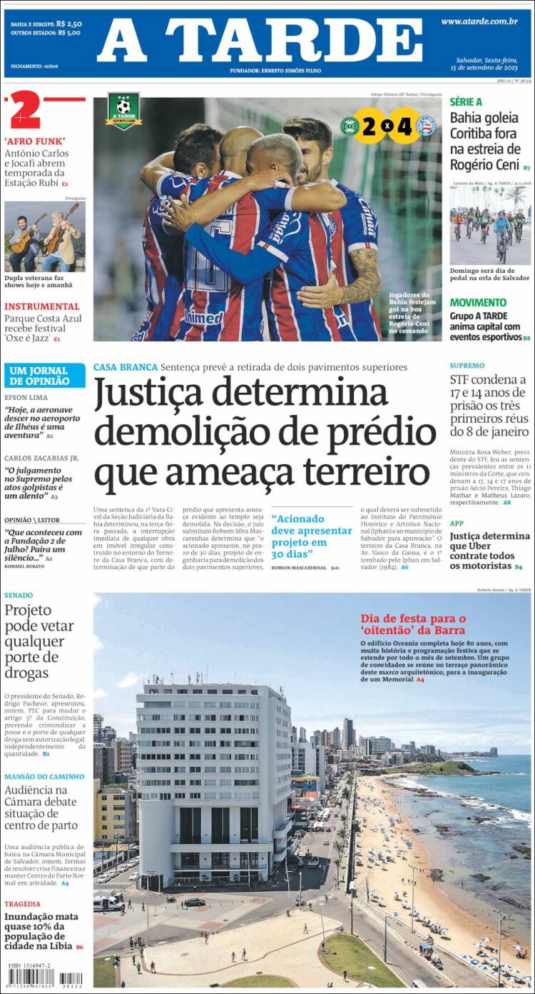 Portada de Diário A Tarde (Brasil)