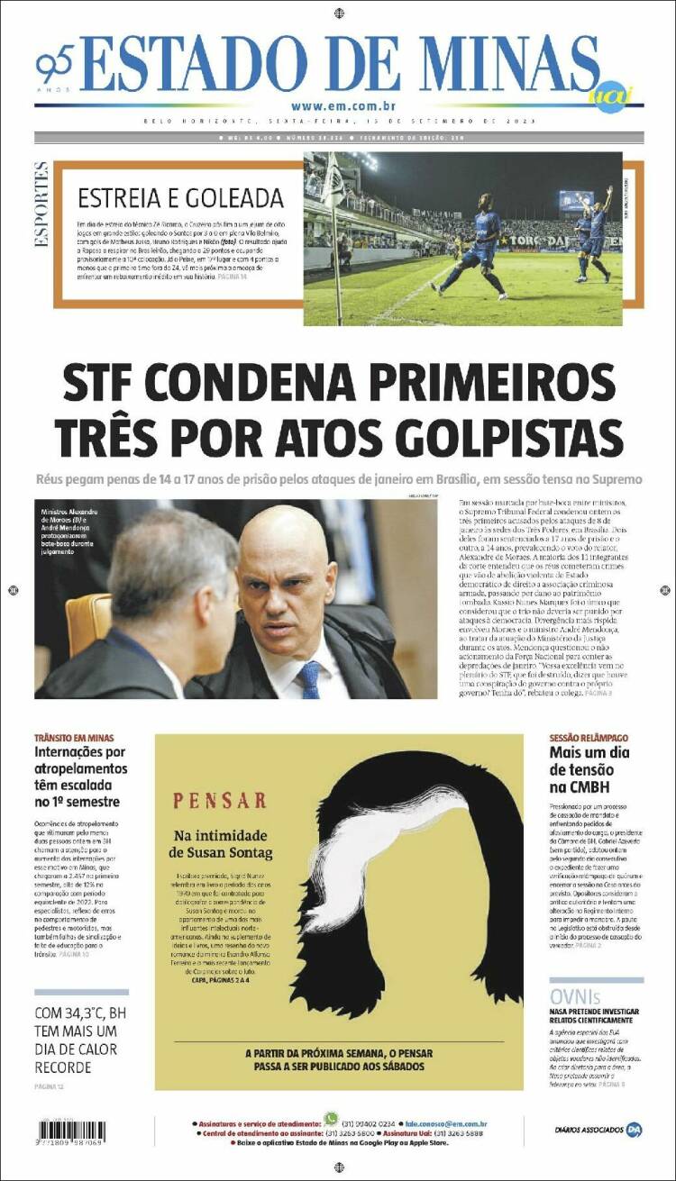 Portada de Jornal Estado de Minas (Brasil)
