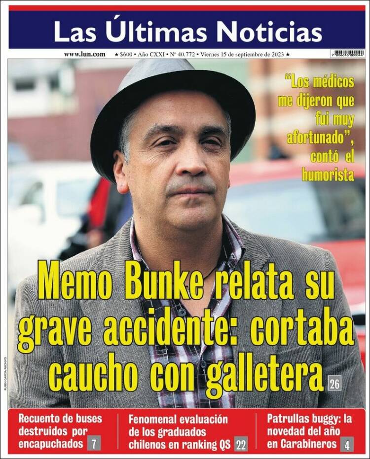 Portada de Las Últimas Noticias (Chile)