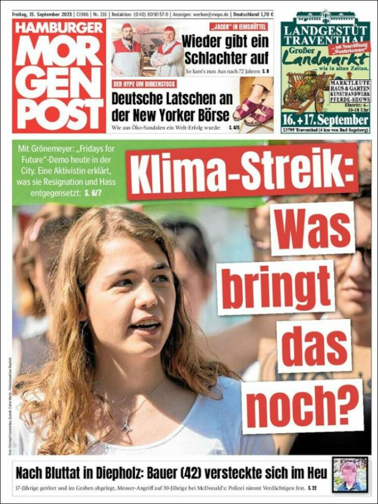 Portada de Hamburger Morgenpost  (Alemania)