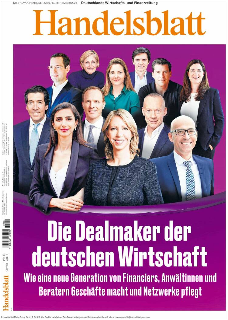 Portada de Handelsblatt (Alemania)