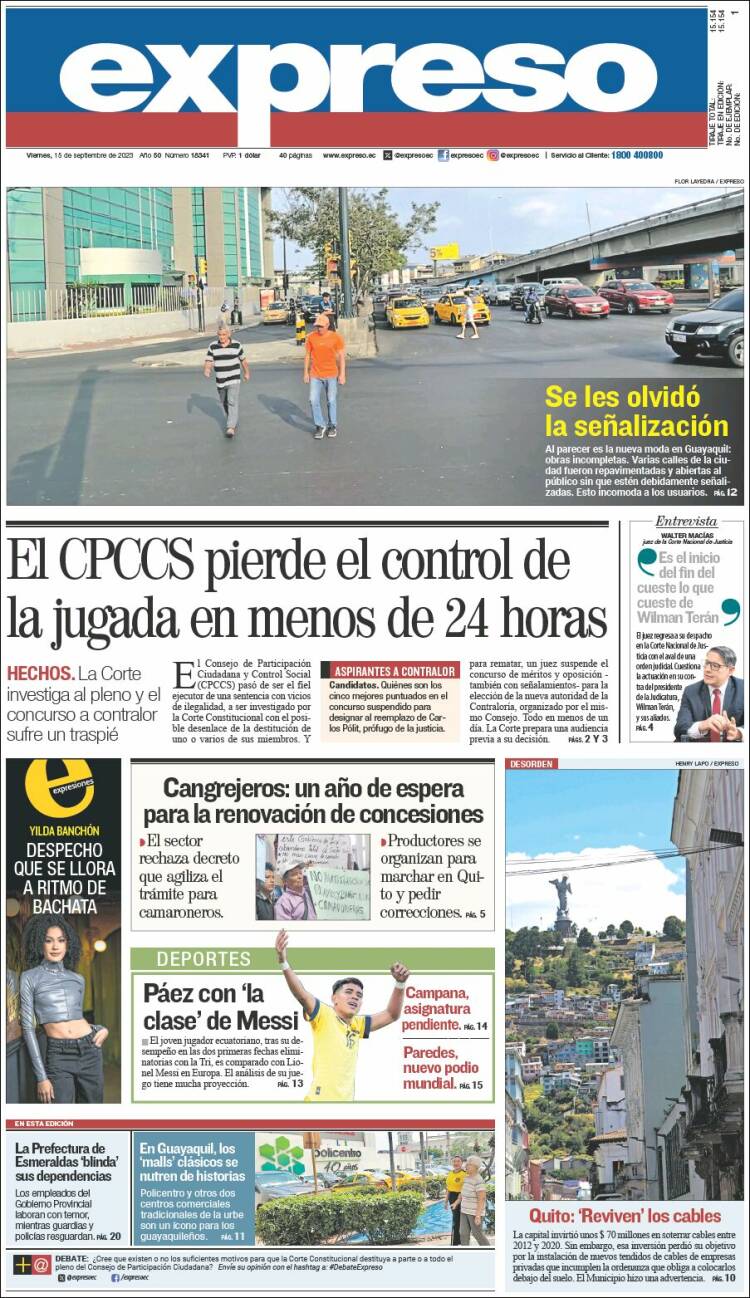 Portada de Expreso (Ecuador)