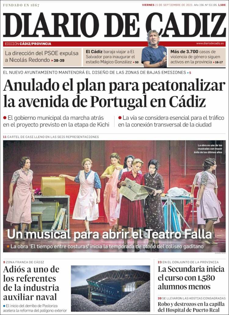 Portada de Diario de Cádiz (España)