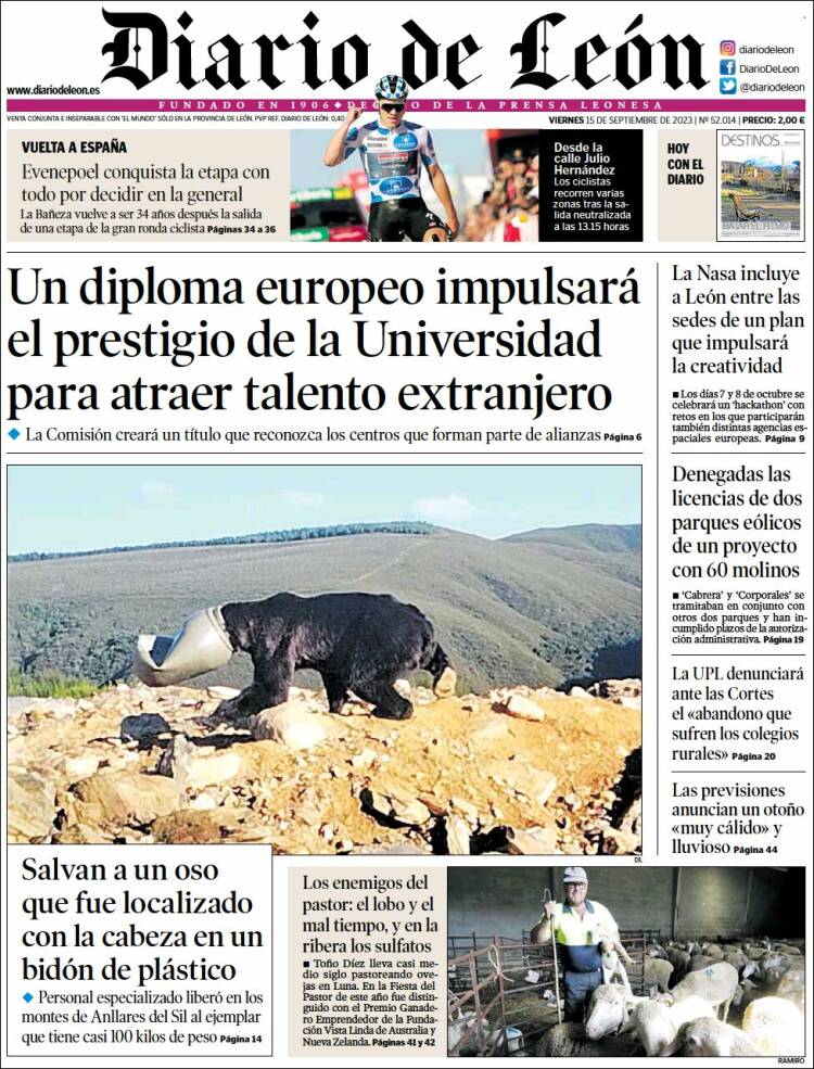 Portada de Diario de León (España)