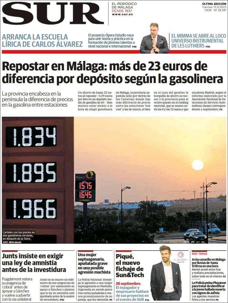Portada de Diario el Sur (España)