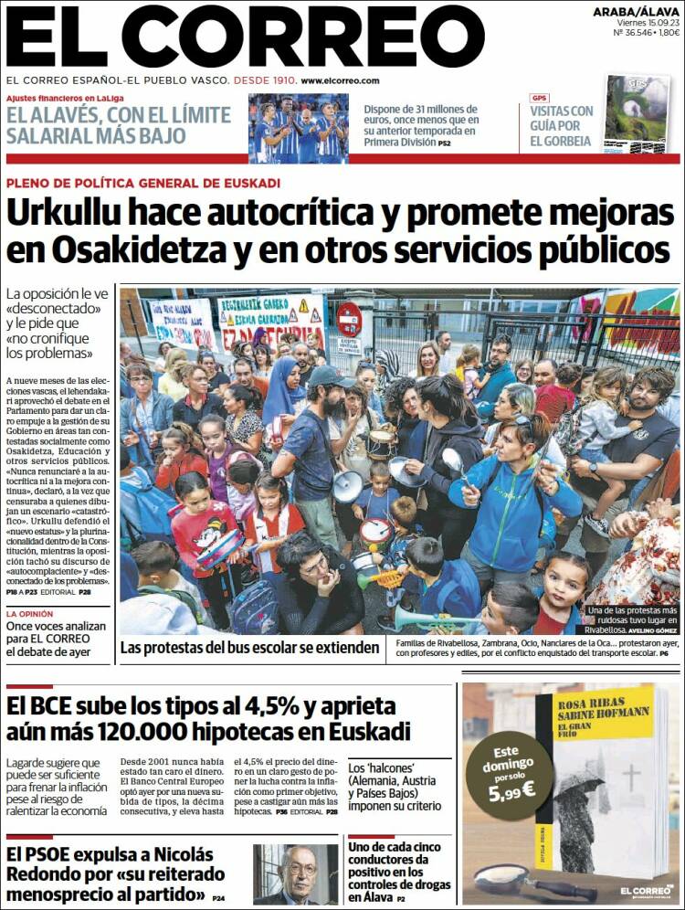 Portada de El Correo - Álava (España)