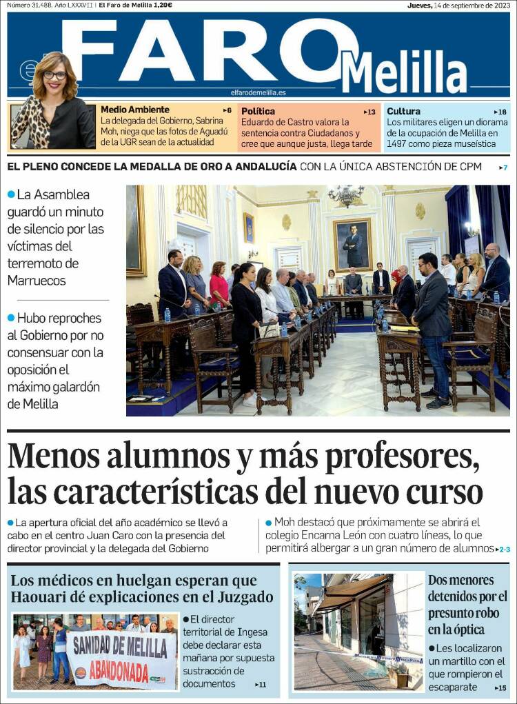 Portada de El Faro de Melilla (España)