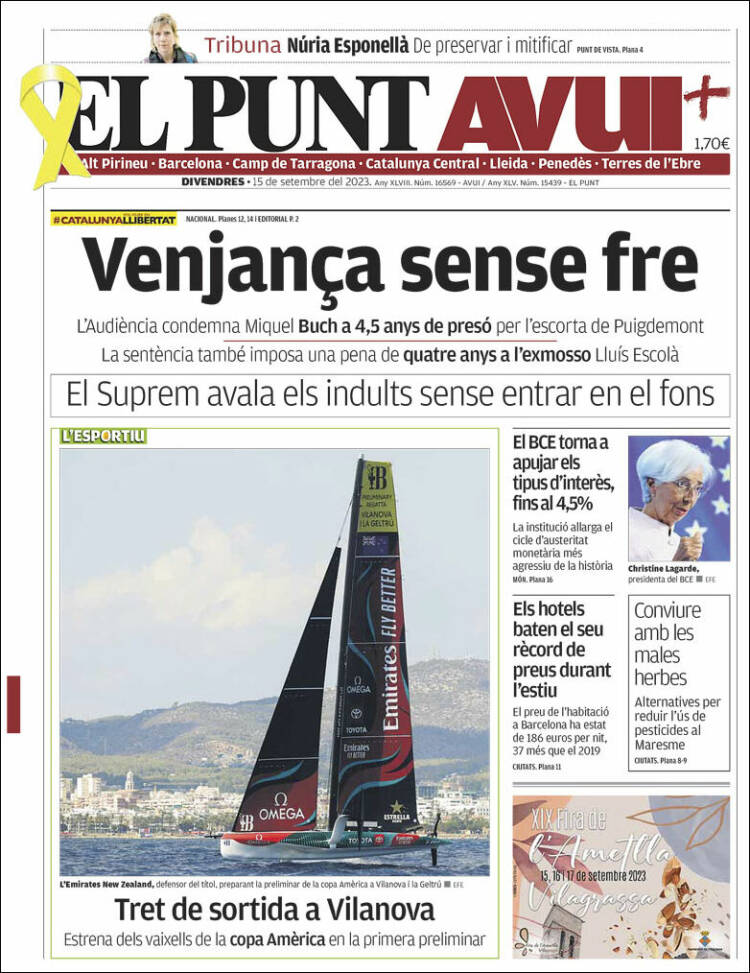 Portada de El Punt Avui (España)