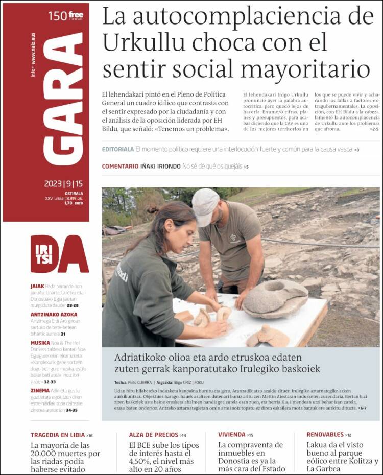 Portada de Gara (España)