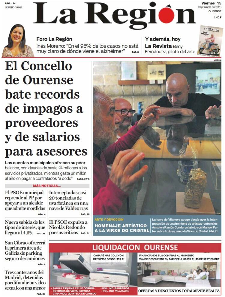 Portada de La Región de Ourense (España)