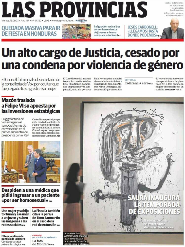 Portada de Las Provincias (España)