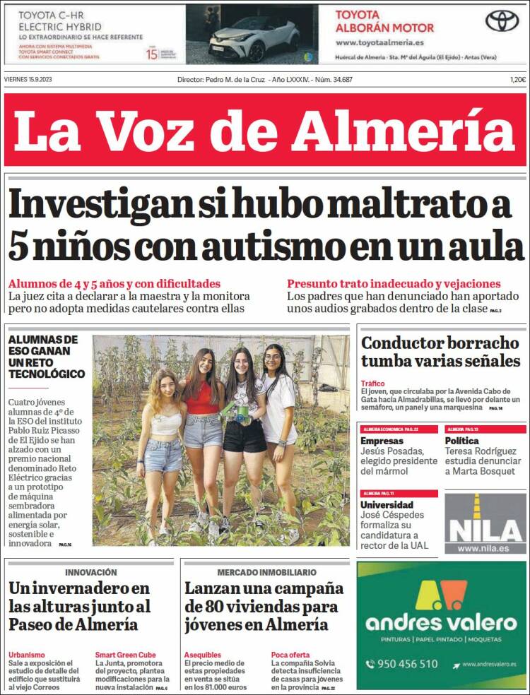 Portada de La Voz de Almería (España)