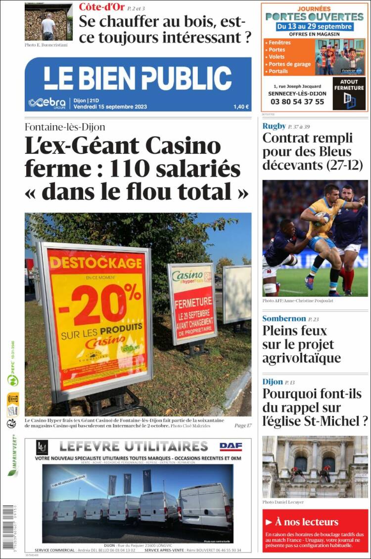 Portada de Le Bien Public (Francia)