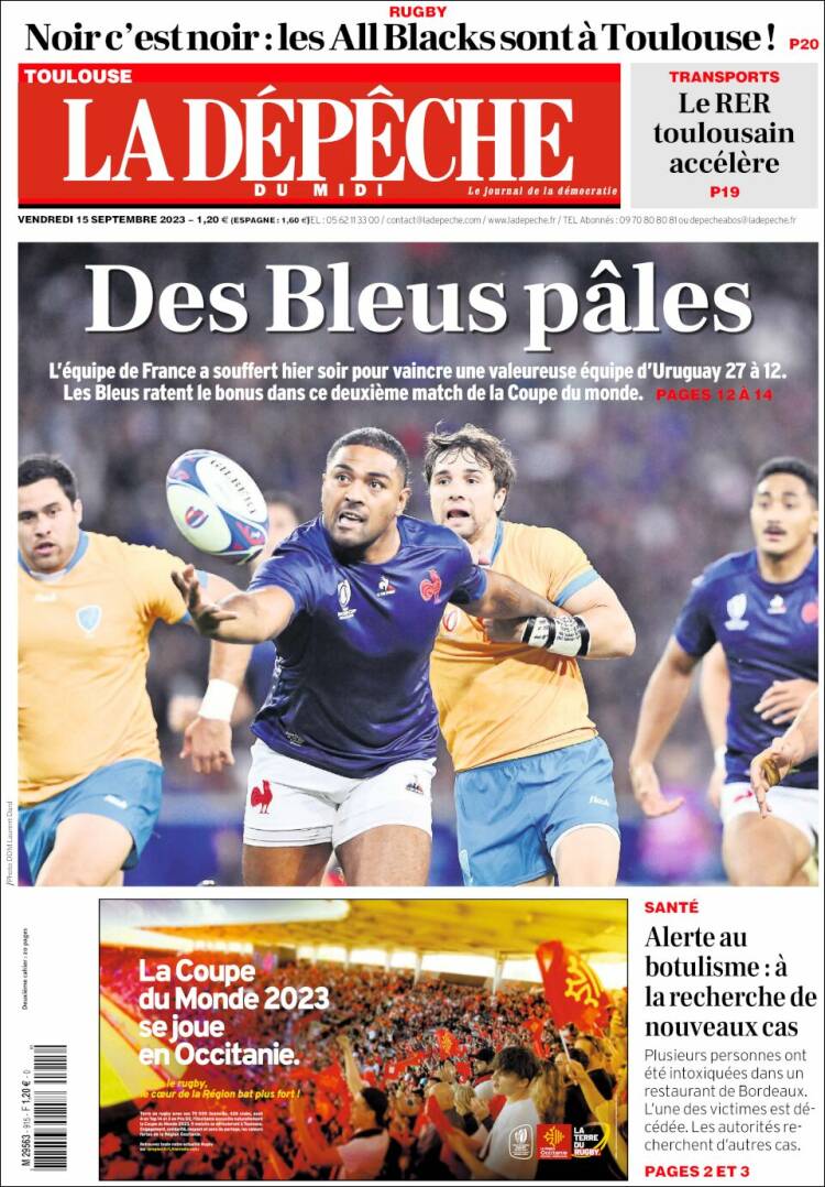 Portada de La Dépêche du Midi (Francia)