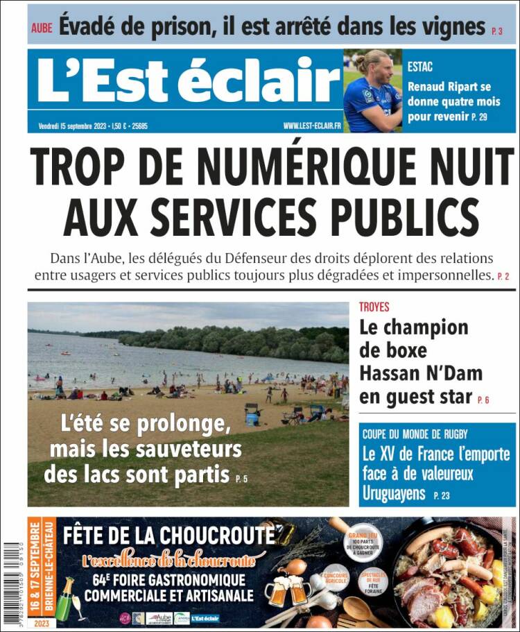 Portada de L'Est Eclair (Francia)