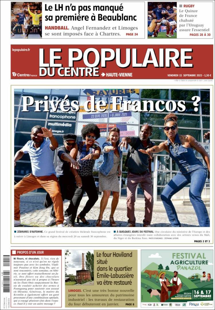 Journal Le Populaire du Centre (France). Les Unes des journaux de