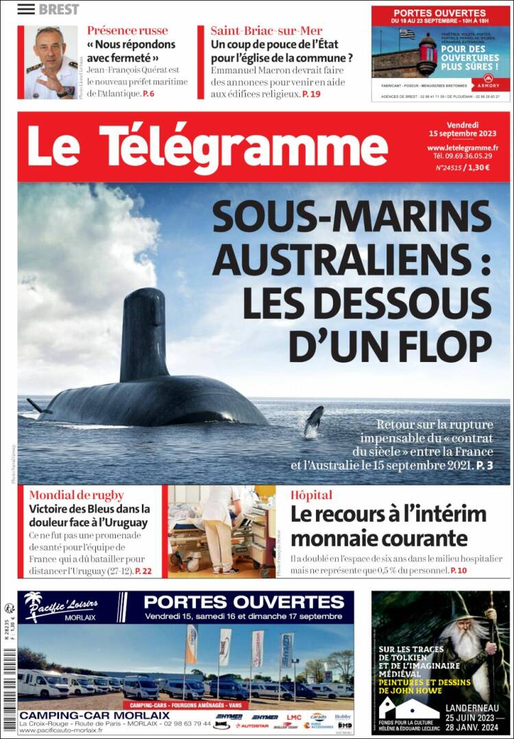 Portada de Télégramme (Francia)