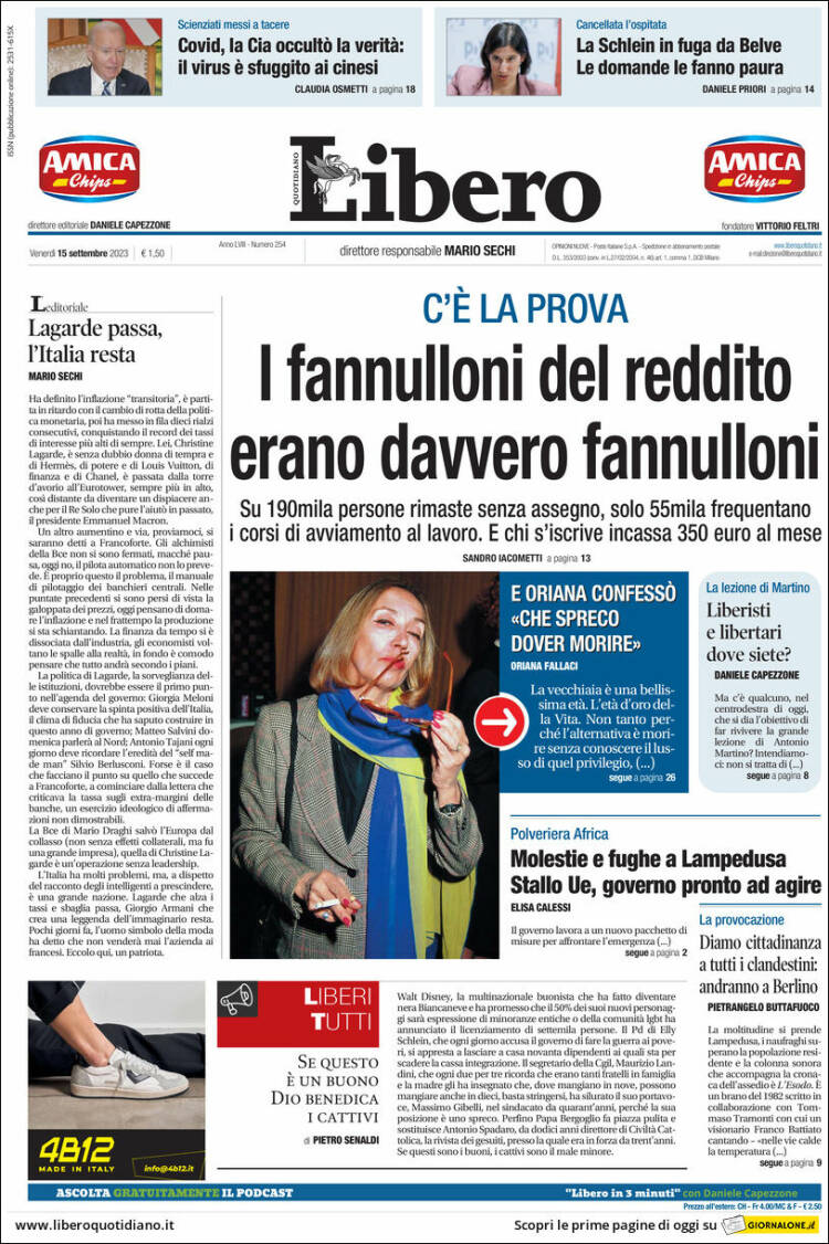 Portada de Libero (Italia)