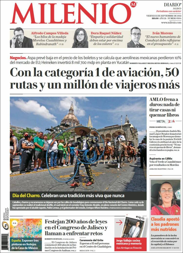 Portada de Milenio - Jalisco (M&eacute;xico)