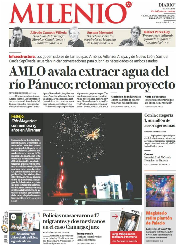 Portada de Milenio - Tamaulipas (M&eacute;xico)