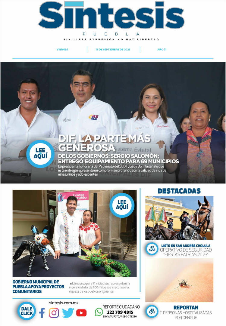 Portada de Síntesis - Puebla (M&eacute;xico)