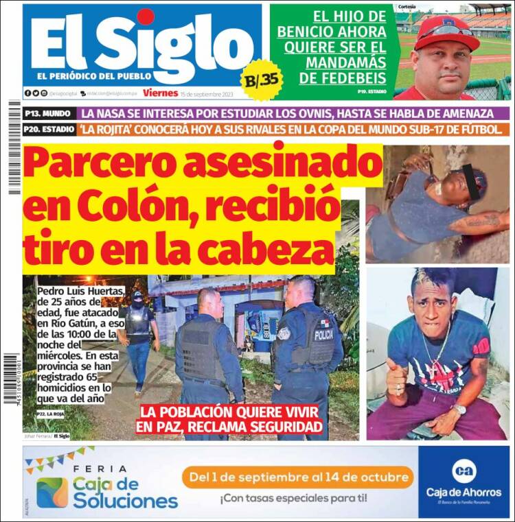 Portada de El Siglo (Panam&aacute;)