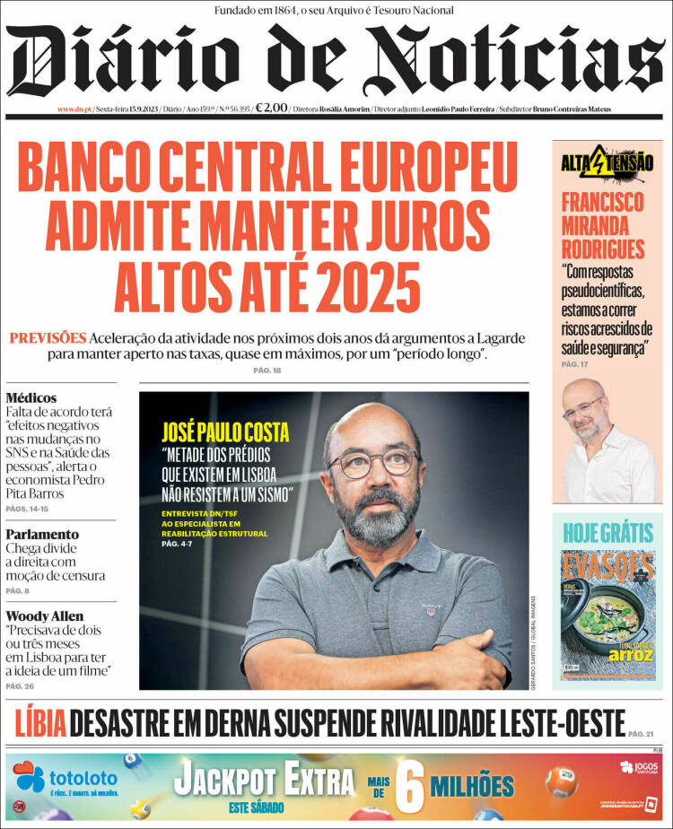 Portada de Diário de Noticias (Portugal)