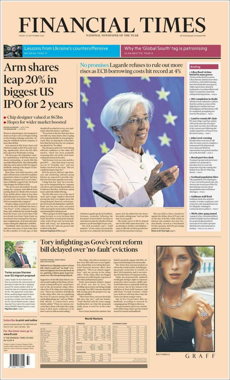 Portada de Financial Times (Reino Unido)