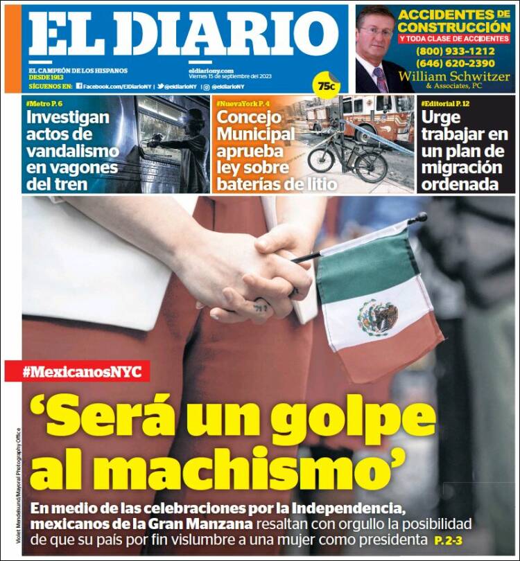 Portada de El Diario NY (USA)