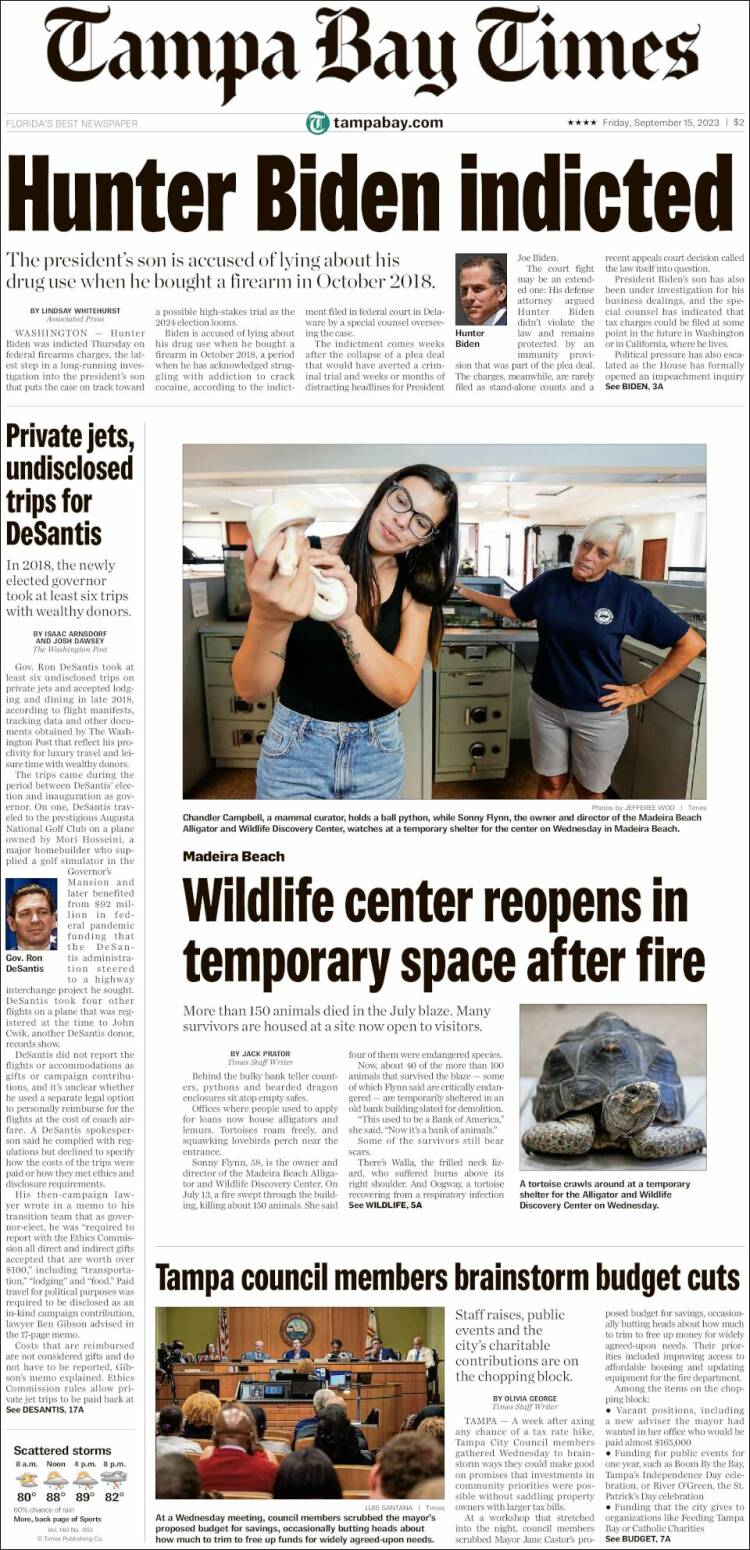 Portada de Tampa Bay Times (USA)