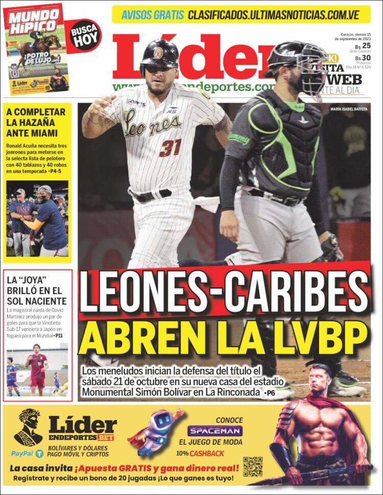 Portada de Lider en deportes (Venezuela)
