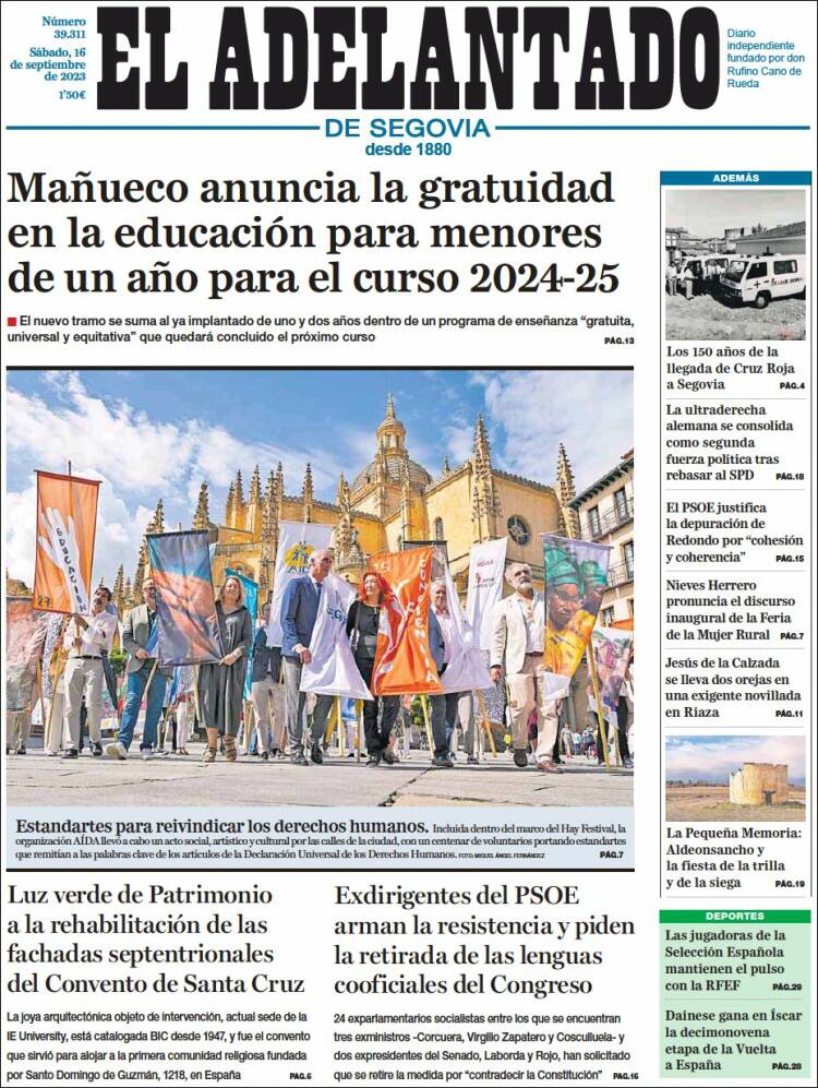 Portada de El Adelantado de Segovia (España)