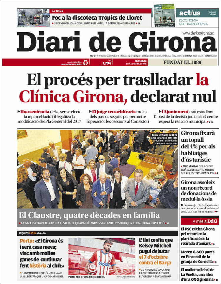 Portada de Diari de Girona (España)