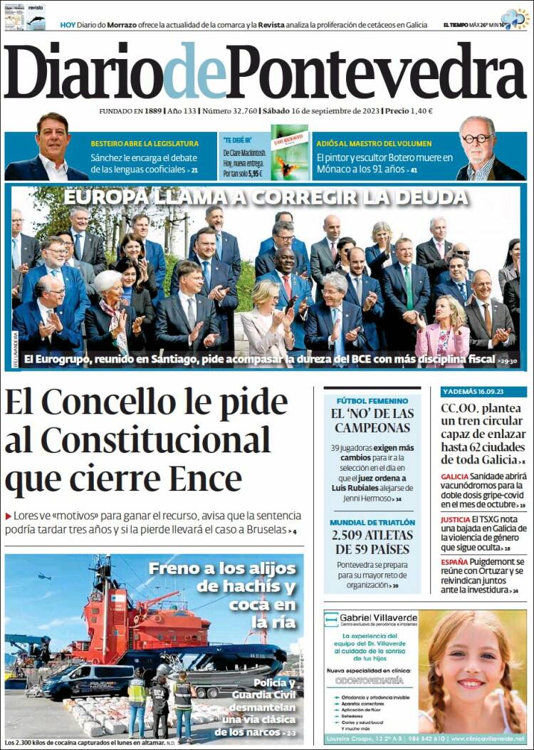 Portada de Diario de Pontevedra (España)