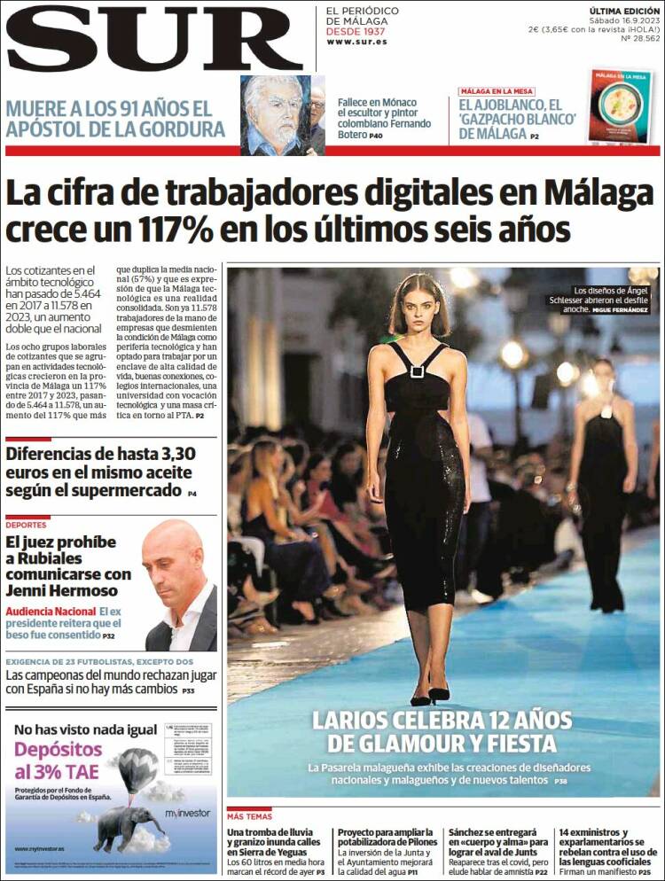 Portada de Diario el Sur (España)