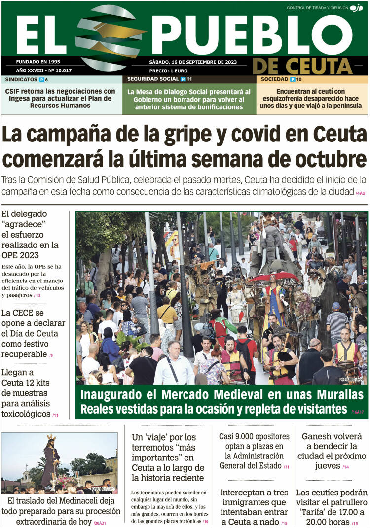 Portada de El Pueblo de Ceuta (España)