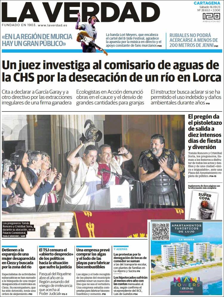 Portada de La Verdad de Cartagena (España)