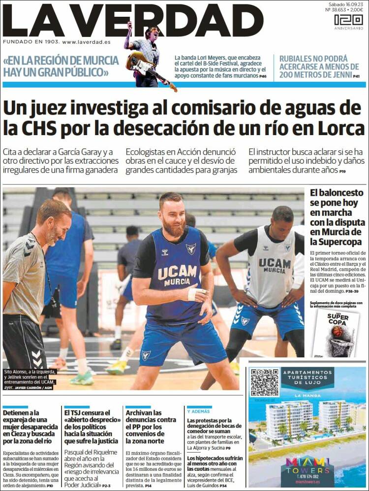 Portada de La Verdad de Murcia (España)