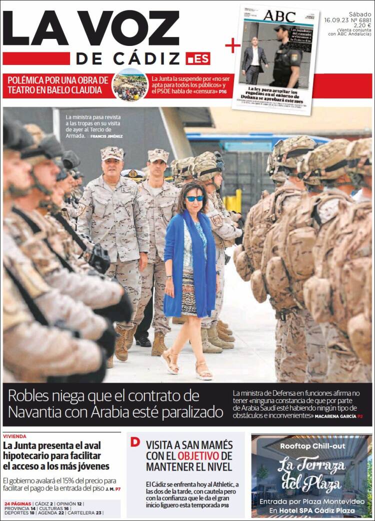 Portada de La Voz de Cádiz (España)
