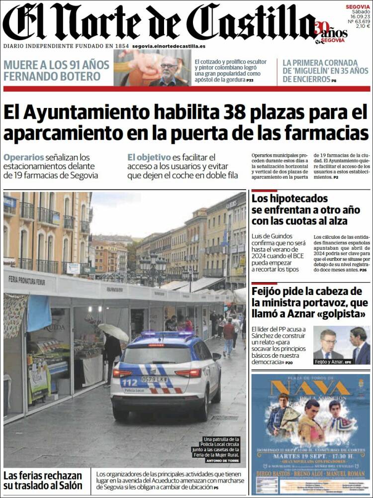 Portada de Norte de Castilla - Segovia (España)